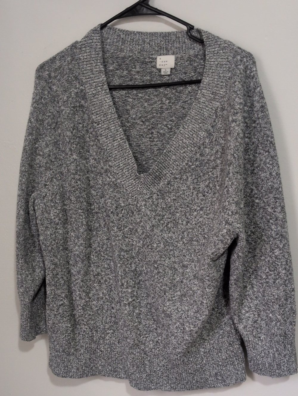 a new day Heather Gray V-Neck Pullover Sweater